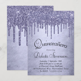 Lila Glitzer zum Tropfen | Lavender Quinceanera Einladung