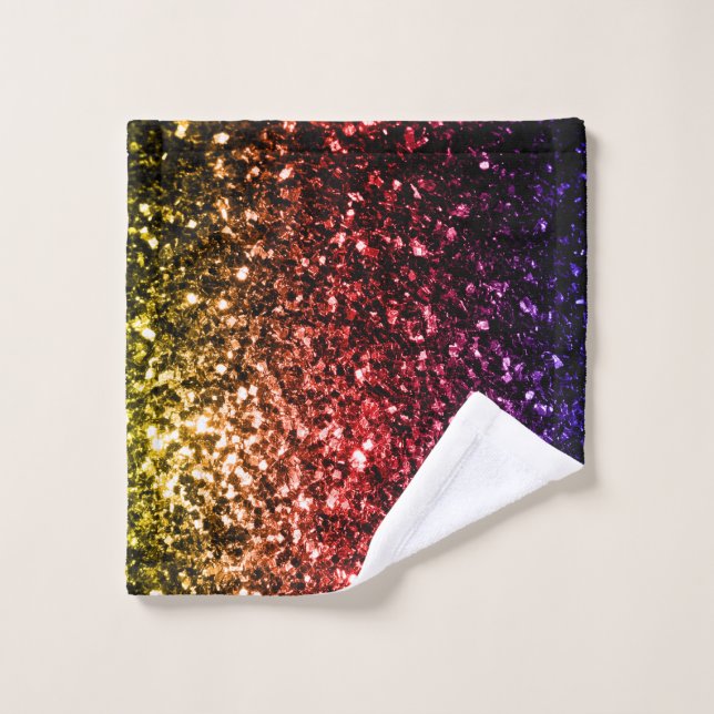 Lila Glitzern mit Regenbogengelb Waschlappen (Waschlappen)