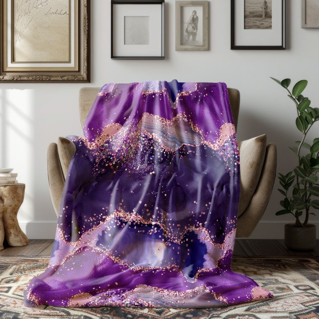 Lila glitzernde Achat-Textur Fleecedecke (Von Creator hochgeladen)