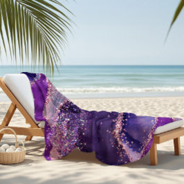 Lila glitzernde Achat-Textur Strandtuch