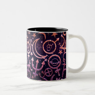 Lila glitzernde planetarische Universums-Raum-Plan Zweifarbige Tasse