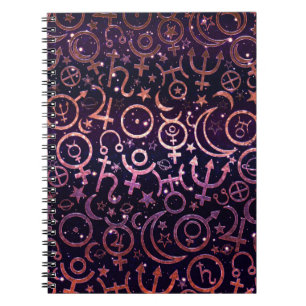 Lila glitzerndes planetarisches Universum Weltraum Notizblock