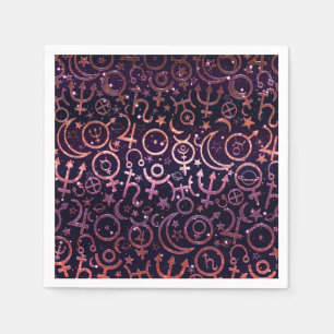 Lila Glitzerndes Planetarisches Universum Weltraum Serviette