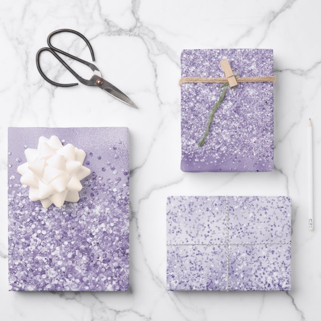 Lila Glitzy Glitzer            Geschenkpapier Set (Vorderseite)