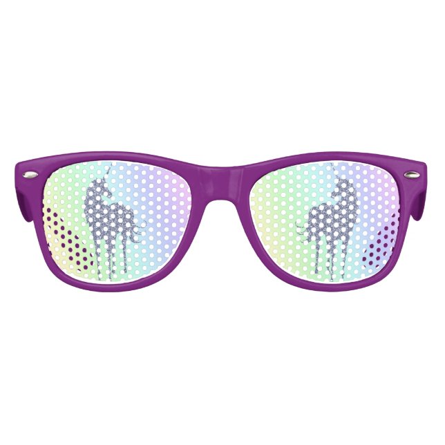 Lila Glitzy Unicorn Regenbogen Partybrille (Vorderseite)