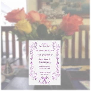 Lila Glocken-Scrollwork-Hochzeit Save The Date