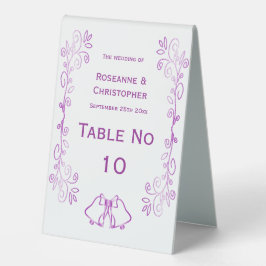 Lila Glocken-Scrollwork-Hochzeit Tischaufsteller