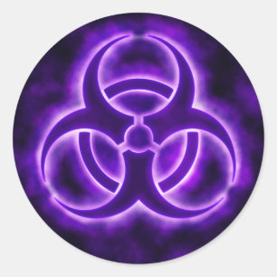 Lila-Glow-Biogefährdung-Symbol-Aufkleber Runder Aufkleber