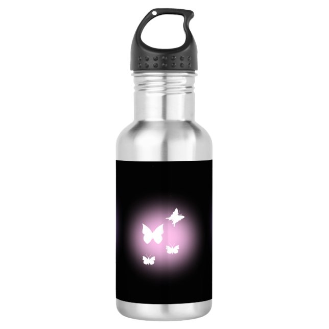✨ Lila Glow & Butterflies 18oz Edelstahlflasche (Vorderseite)