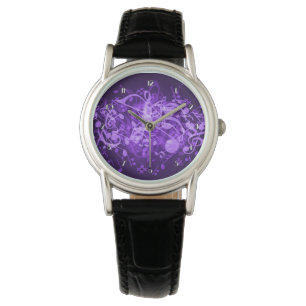 Lila Glow-Musiknote Wrist Watch Armbanduhr