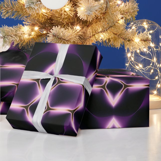 Lila Glows Hexagon Geschenkpapier (Feiertage)