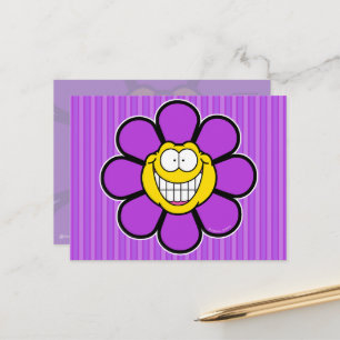 Lila glückliche Blumen-Schrägstrich-Grafik Postkarte