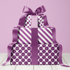 Lila, glückliche Streifen und Polka Dot Geschenkpapier Set