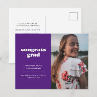 Lila Glückwunsch Grad Foto Abschluss Einladung