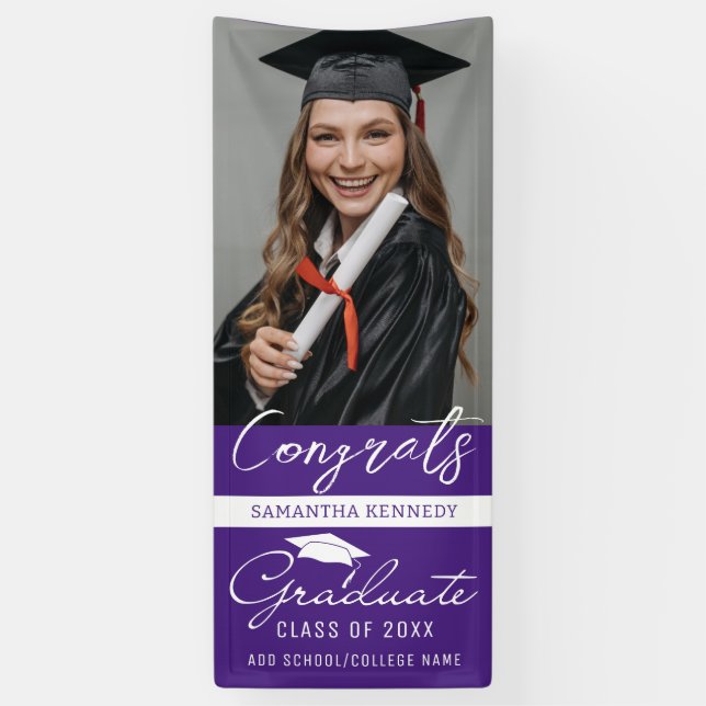 Lila Glückwunsch Grad Foto Vertikaler Abschluss Banner (Vertikal)
