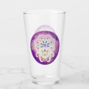 Lila Goddess Meditation Om Zen Trinkglas Glas
