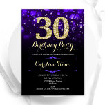Lila Gold 30. Geburtstag Einladung<br><div class="desc">Party Einladung zum 30. Elegantes lila Design mit Imitate Glitzer Gold. Mit stilvollen Diamanten,  Bokeh-Leuchten und Skript-Schriftart. Frauen oder Männer laden ein. Ideal für eine stilvolle Geburtstagsparty. Personalisieren Sie Ihre persönlichen Daten. Nachricht,  wenn Sie weitere Anpassungen benötigen. Gedruckte Zazzle Einladungen oder Sofortdownload digitalen druckbaren Vorlage.</div>