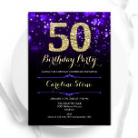 Lila Gold 50. Geburtstag Einladung<br><div class="desc">50. Geburtstagsfeier Einladung. Elegantes lila Design mit Imitate Glitzer Gold. Mit stilvollen Diamanten, Bokeh-Leuchten und Skript-Schriftart. Männer oder Frauen laden ein. Ideal für eine stilvolle Geburtstagsparty. Personalisieren Sie Ihre persönlichen Daten. Nachricht, wenn Sie weitere Anpassungen benötigen. Gedruckte Zazzle Einladungen oder Sofortdownload digitalen druckbaren Vorlage.</div>