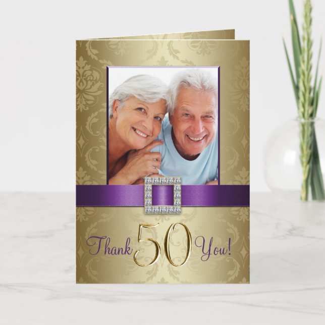 Lila Gold 50. Hochzeitstag Danke (Vorderseite)