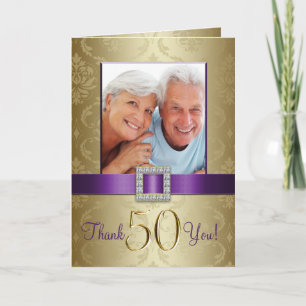 Lila Gold 50. Hochzeitstag Dankeschön Dankeskarte