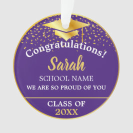 Lila Gold Abschluss Class 2025 Individuelle Name Ornament