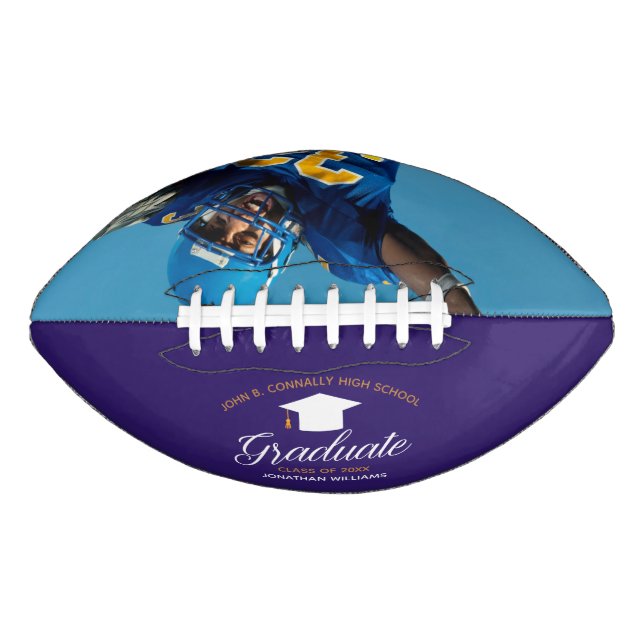 Lila Gold Abschluss Custom Graduate Foto Football (Vorderseite)