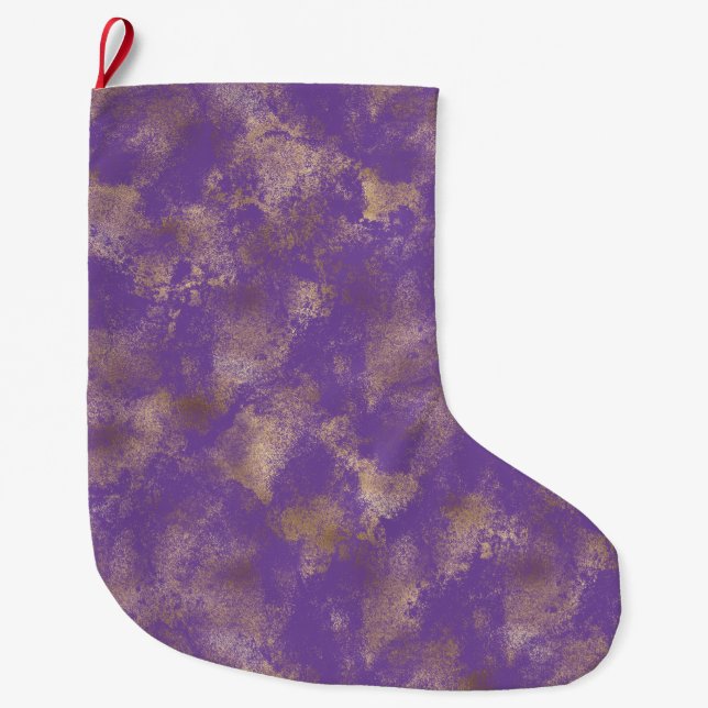 Lila Gold Abstrakt Großer Weihnachtsstrumpf (Vorderseite)