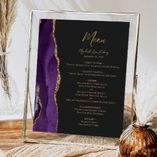 Lila Gold Achat dunkle Hochzeitstisch-Speisekarte Poster
