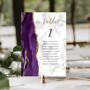 Lila Gold Achat Marmor Hochzeit Tischnummer