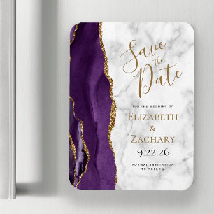 Lila Gold Achat Marmor Save-the-Date Magnet