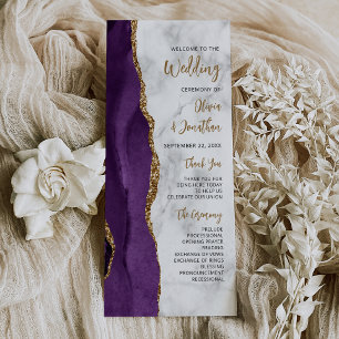 Lila Gold-Achat-Marmor Schrift Hochzeitsprogramm