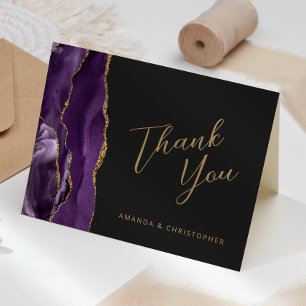 Lila Gold Achat Schrift Dunkle Hochzeit Danke Karte