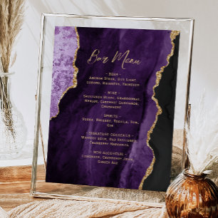 Lila Gold-Achat-Schrift Hochzeitsbar-Menü Poster