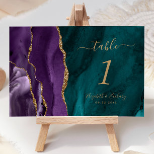 Lila Gold Achat Türkise Hochzeit Tischnummer