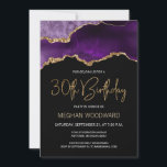 Lila Gold Agate 30. Geburtstag Party Einladung<br><div class="desc">Diese elegante Party Einladung aus dem 30. Jahrhundert zeigt ein Aquarellbild eines verspielten Geodes in lila Farbtönen mit goldenen Imitaten. Die Worte "30. Geburtstag" erscheinen in Imitaten goldener Glitzer in dekorativen modernen Handschrift Schriftart. Passen Sie den Namen der Ehre in goldfarbenem Text an und die Details in Weiß. Auf der...</div>
