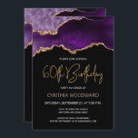 Lila Gold Agate 60. Geburtstagsparty Einladung<br><div class="desc">Diese elegante 60. Geburtstagsfeier lädt mit einem Aquarellbild eines verspielten Geodes in lila Farbtönen mit goldenen Imitaten zum Verweilen ein. Die Worte "60. Geburtstag" erscheinen in Imitaten goldener Glitzer in dekorativen modernen Handschrift Schriftart. Passen Sie den Namen der Ehre in goldfarbenem Text an und die Details in Weiß. Auf der...</div>