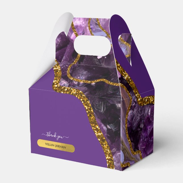 Lila & Gold Agate Geode Glitzer Vielen Dank Geschenkschachtel (Vorderseite)