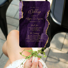 Lila Gold Agate Script-Hochzeitsprogramm Fächer