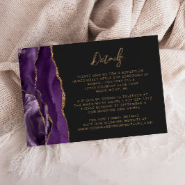 Lila Gold Agate Slate Skript Hochzeitsdetails Begleitkarte