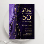 Lila Gold Agate Überraschung 50. Geburtstag Einladung<br><div class="desc">Lila und goldfarben überraschen 50. Geburtstagsfeier Einladung. Elegantes modernes Design mit Aquarellfarben-marmorgeode Hintergrund,  Imitate Glitzer Gold und Typografie Skript-Schriftart. Die trendige Einladungskarte eignet sich perfekt für eine stilvolle Damenfeier. Gedruckte Zazzle Einladungen oder Sofortdownload digitalen druckbaren Vorlage.</div>
