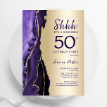 Lila Gold Agate Überraschung 50. Geburtstag Einladung<br><div class="desc">Lila und goldfarben überraschen 50. Geburtstagsfeier Einladung. Elegantes modernes Design mit Aquarellfarben-marmorgeode Hintergrund,  Imitate Glitzer Gold und Typografie Skript-Schriftart. Die trendige Einladungskarte eignet sich perfekt für eine stilvolle Damenfeier. Gedruckte Zazzle Einladungen oder Sofortdownload digitalen druckbaren Vorlage.</div>