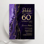 Lila Gold Agate Überraschung 60. Geburtstag Einladung<br><div class="desc">Lila und goldfarben überrascht 60. Geburtstagsfeier Einladung. Elegantes modernes Design mit Aquarellfarben-marmorgeode Hintergrund,  Imitate Glitzer Gold und Typografie Skript-Schriftart. Die trendige Einladungskarte eignet sich perfekt für eine stilvolle Damenfeier. Gedruckte Zazzle Einladungen oder Sofortdownload digitalen druckbaren Vorlage.</div>