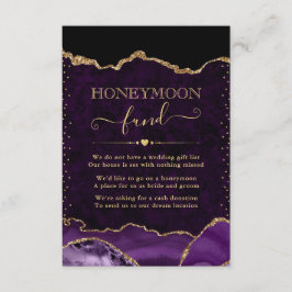 Lila & Gold Agate Wedding Honeymoon Fund Begleitkarte