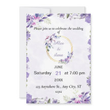 Lila Gold Ästhetik Wasserfarbe Blumen Hochzeit 