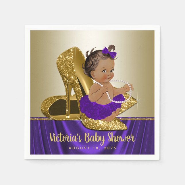 Lila Gold Baby Duschpapier Napkins Serviette (Vorderseite)