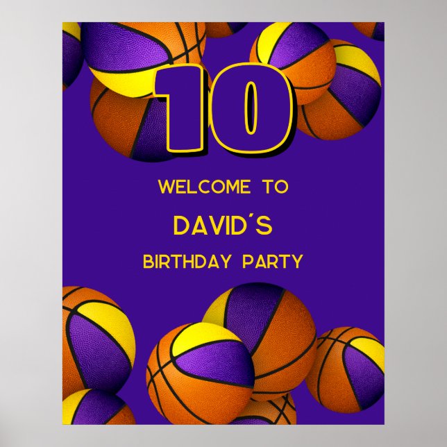 lila Gold Basketballteam Farben Party Empfang Poster (Vorne)