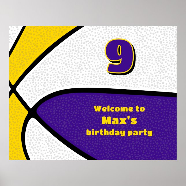 lila Gold Basketballteam Farben Party Empfang Poster (Vorne)