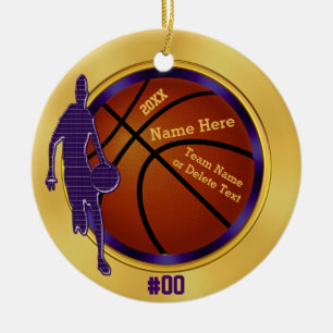 Lila, Gold, Basketballverzierungen für Jungen, Tr Keramik Ornament