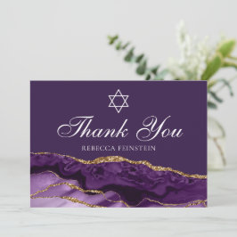 Lila Gold Bat Mitzvah Star von David Custom Dankeskarte