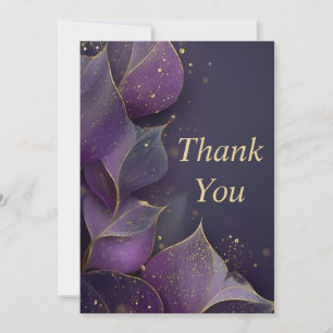 Lila Gold Blätter Dunkler Hintergrund Danke Karte
